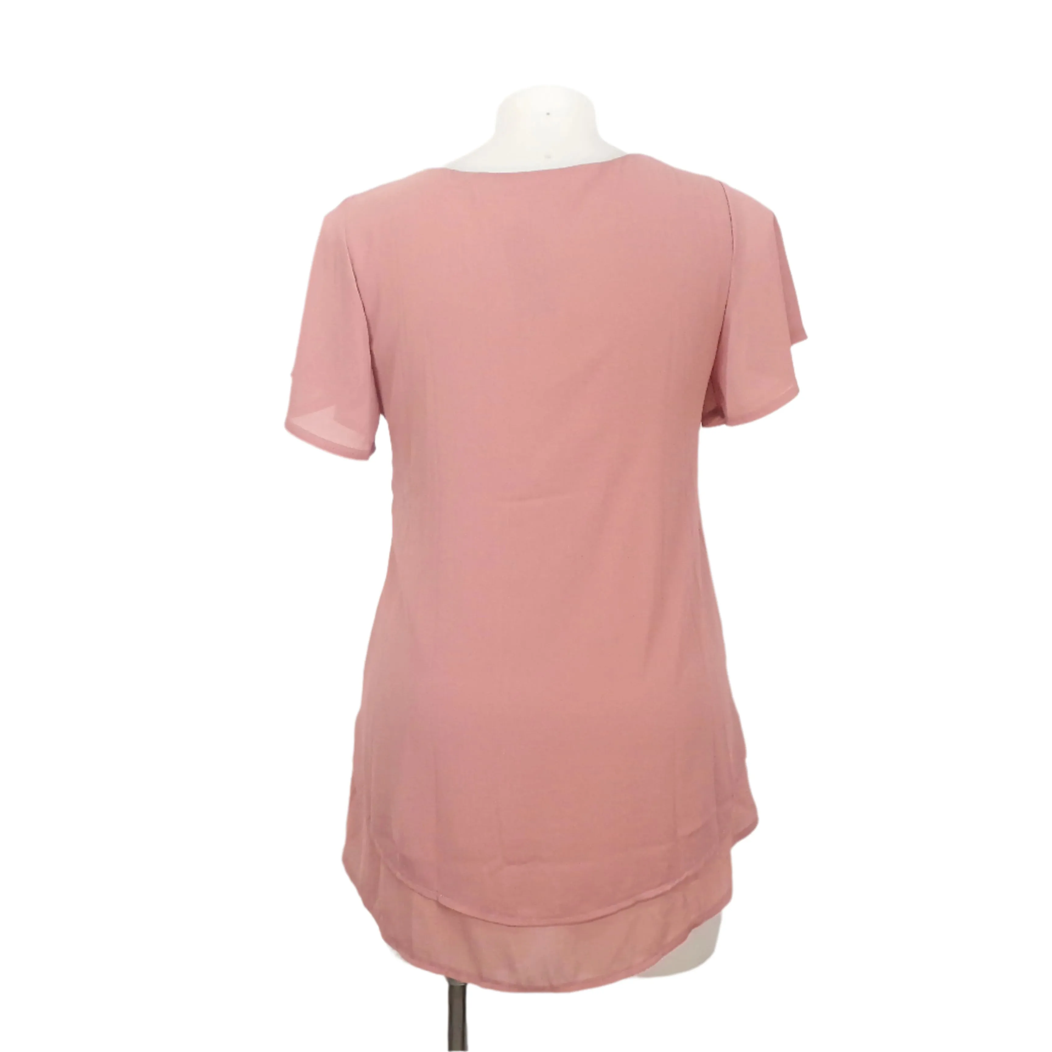 Vine Apparel SHELL PINK Flutter Layered Top - Size 14