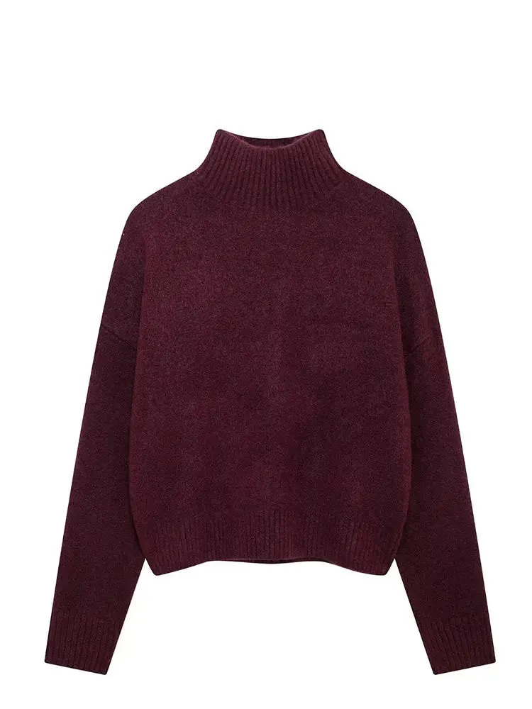 Vintage Burgundy Turtleneck Sweater Casual
