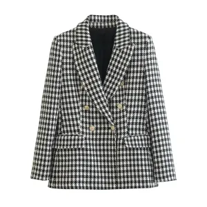 Vintage Houndstooth Blazer Coat
