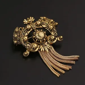 Vintage Openwork Fringed Brooch