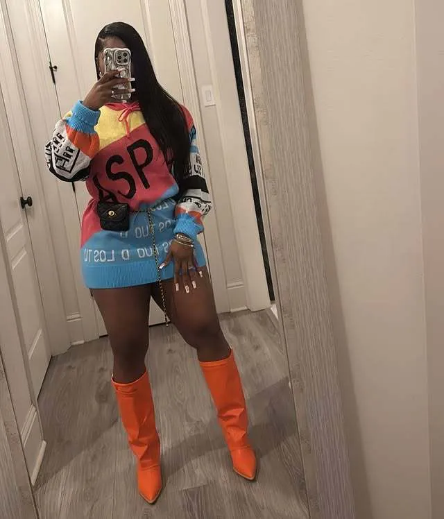 Vivid Statement Oversized Letter Knit Sweater with Bold Colors