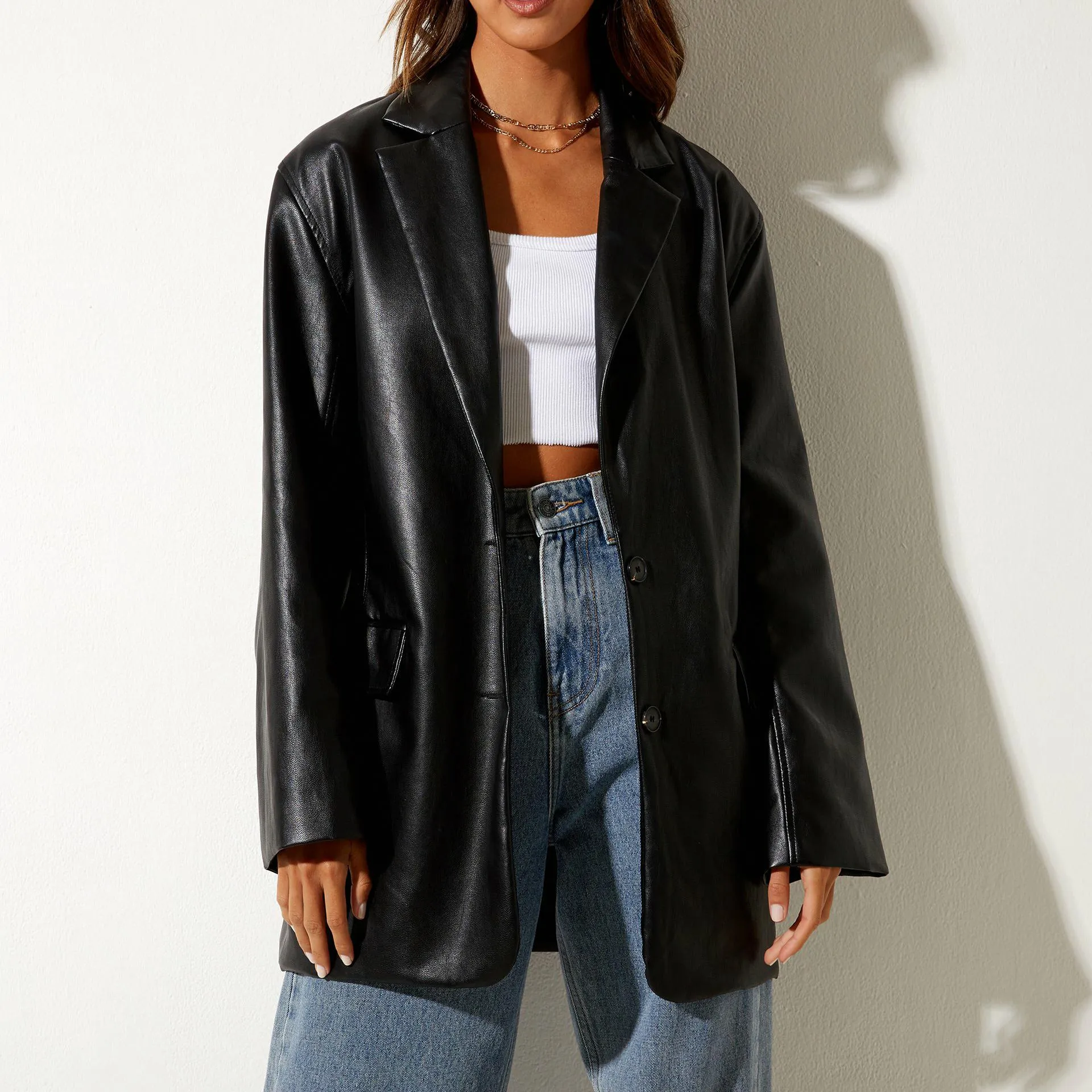 Wesley Casual Faux Leather Blazers - 5 Colors