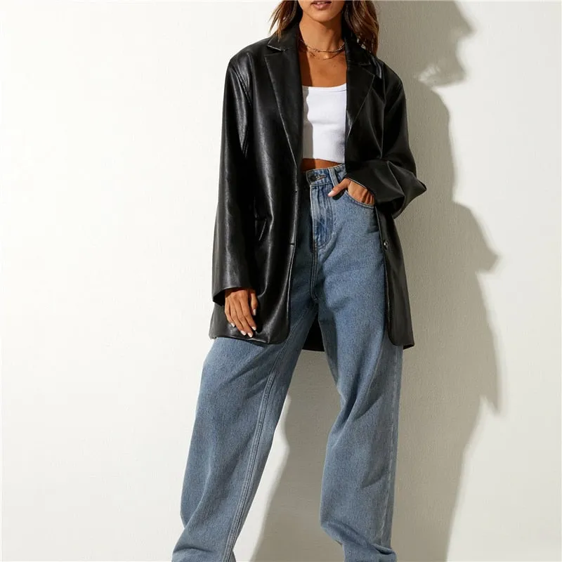 Wesley Casual Faux Leather Blazers - 5 Colors