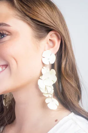 White Metal Flower Earrings