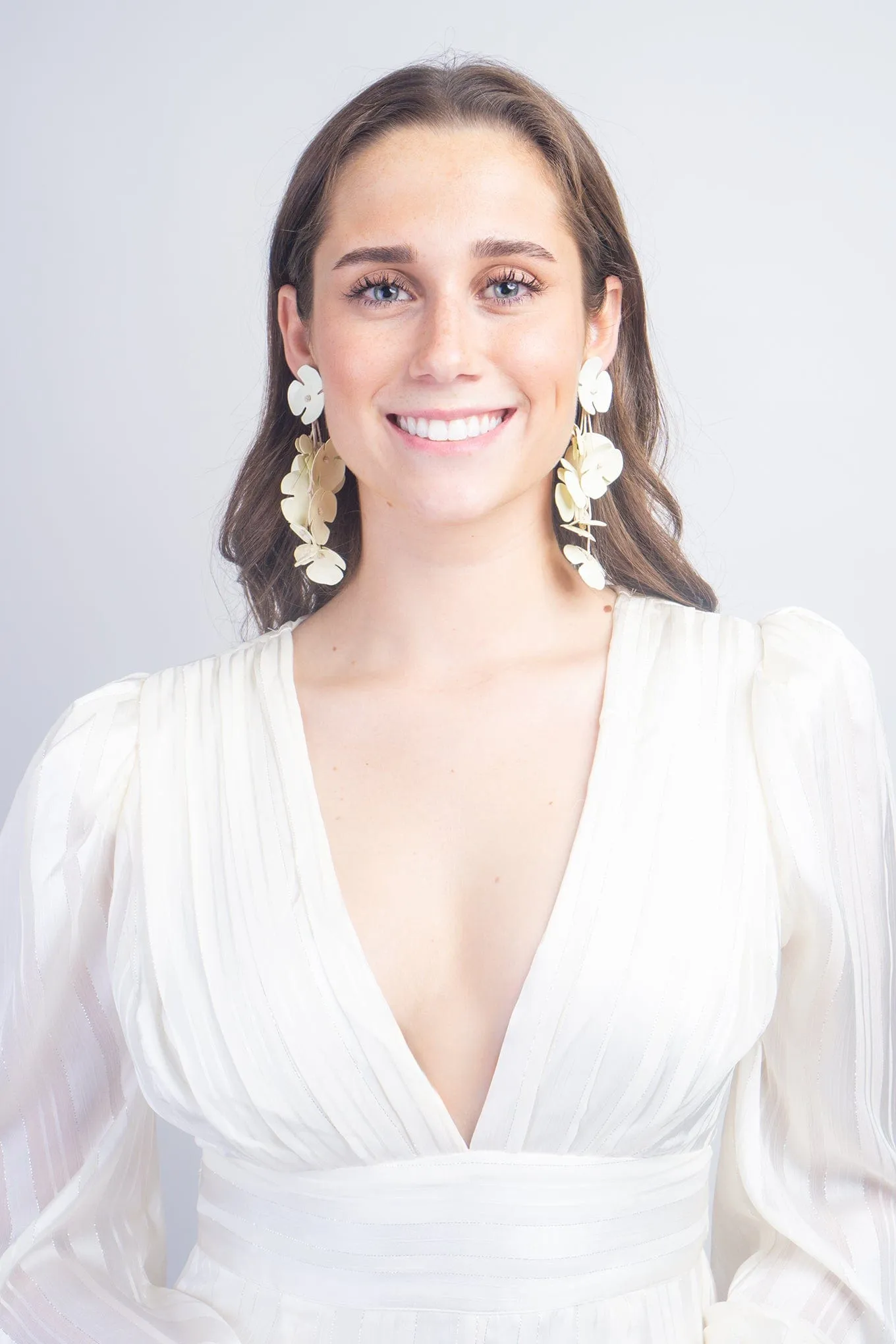 White Metal Flower Earrings