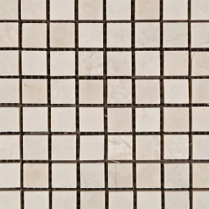 White Pearl / Botticino Marble 5/8 X 5/8 Polished Mosaic Tile - 6" X 6" Sample