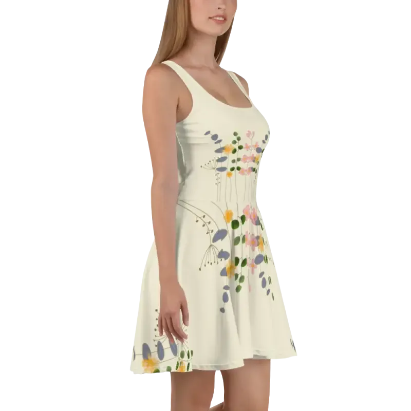 Wild Flowers Skater Dress with Flared Skirt