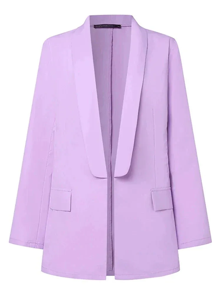 Women Office Long Sleeve Jacket Fashion Lapel Neck Blazers Solid Formal OL Suit Elegant