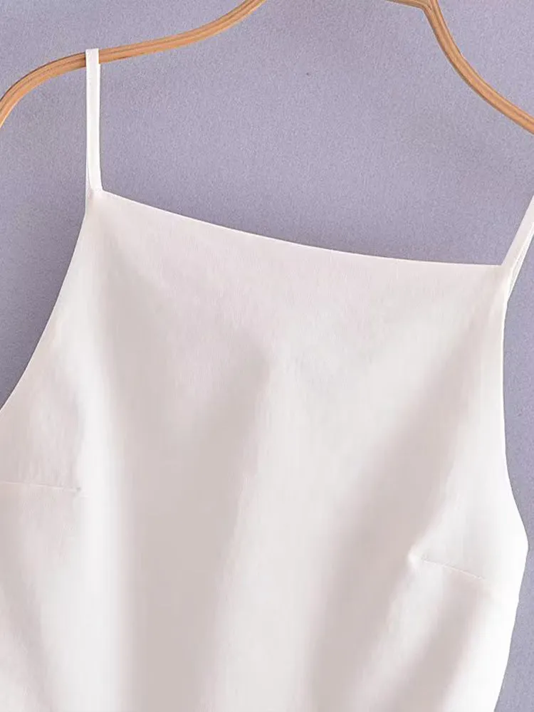 Women's Backless Square Neck Spaghetti Strap Tank Top