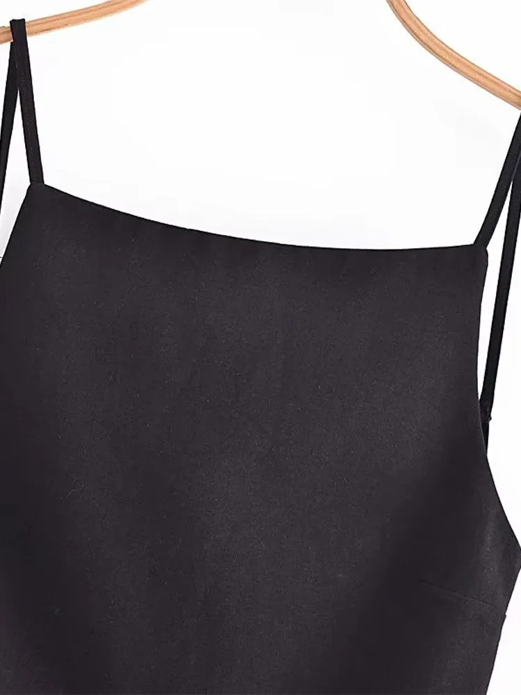 Women's Backless Square Neck Spaghetti Strap Tank Top