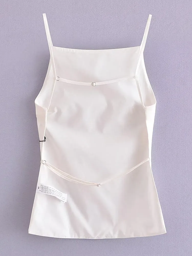 Women's Backless Square Neck Spaghetti Strap Tank Top