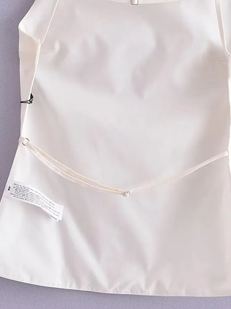 Women's Backless Square Neck Spaghetti Strap Tank Top