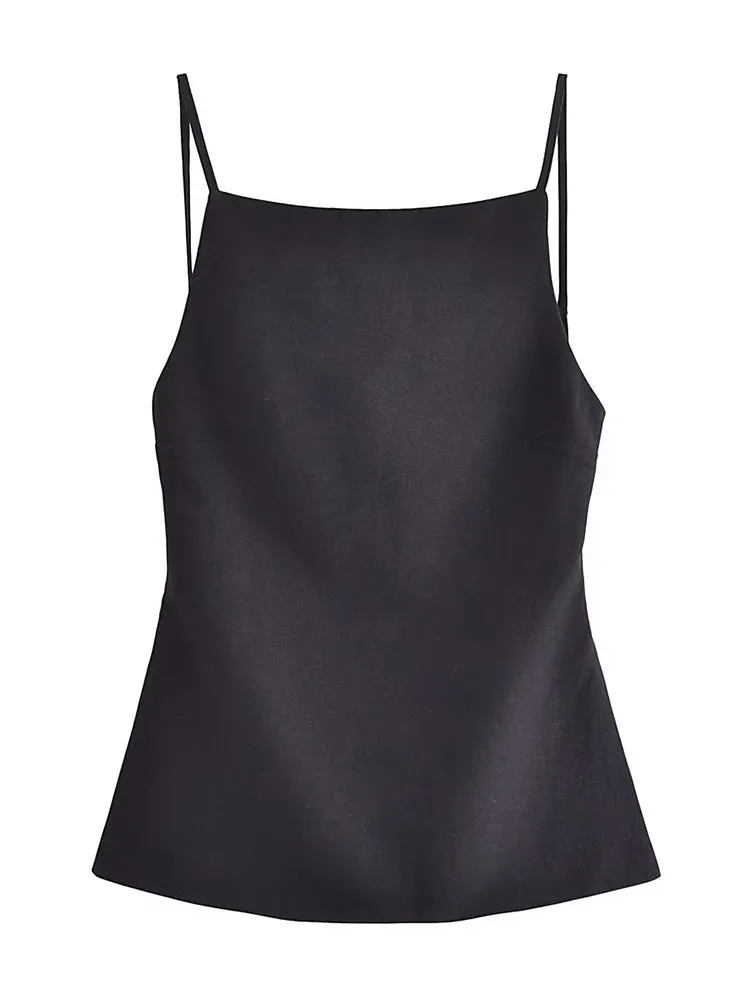 Women's Backless Square Neck Spaghetti Strap Tank Top