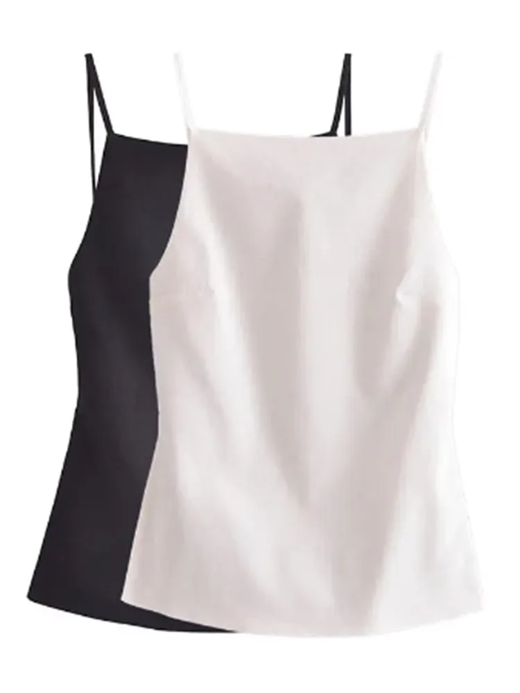 Women's Backless Square Neck Spaghetti Strap Tank Top
