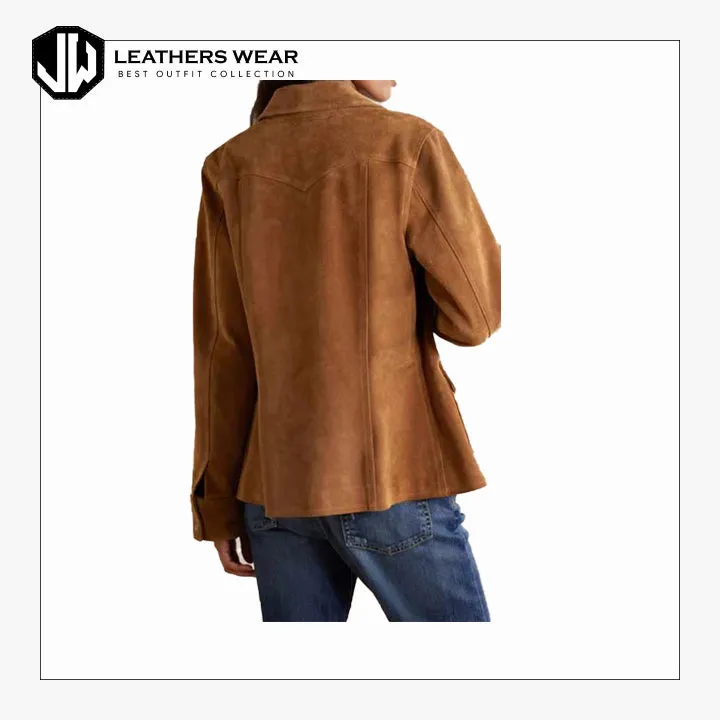 Womens Brown Soft Suede Leather Shirt