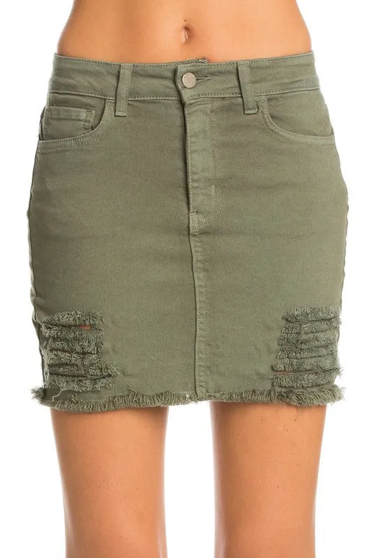 Women's Distressed Jeans Mini Skirts Vintage Denim
