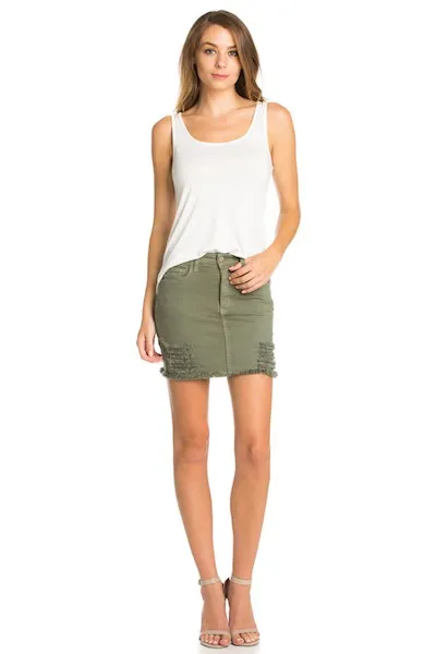 Women's Distressed Jeans Mini Skirts Vintage Denim