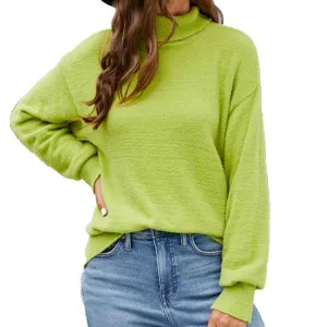Women's Long Sleeve Turtleneck Sweater Slim Fitted Knitted Pullover Sweater Tops K604