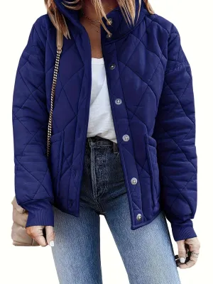 Womens Quilted Lightweight Stand Neck Winter Coat