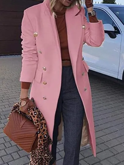 Women's wool coat: Chiara, featuring lapels, buttoned pocket, and long sleeves.