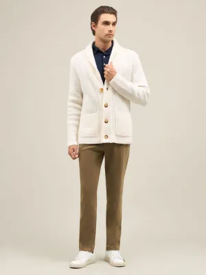 Wool and Cashmere Rib Knit Cardigan