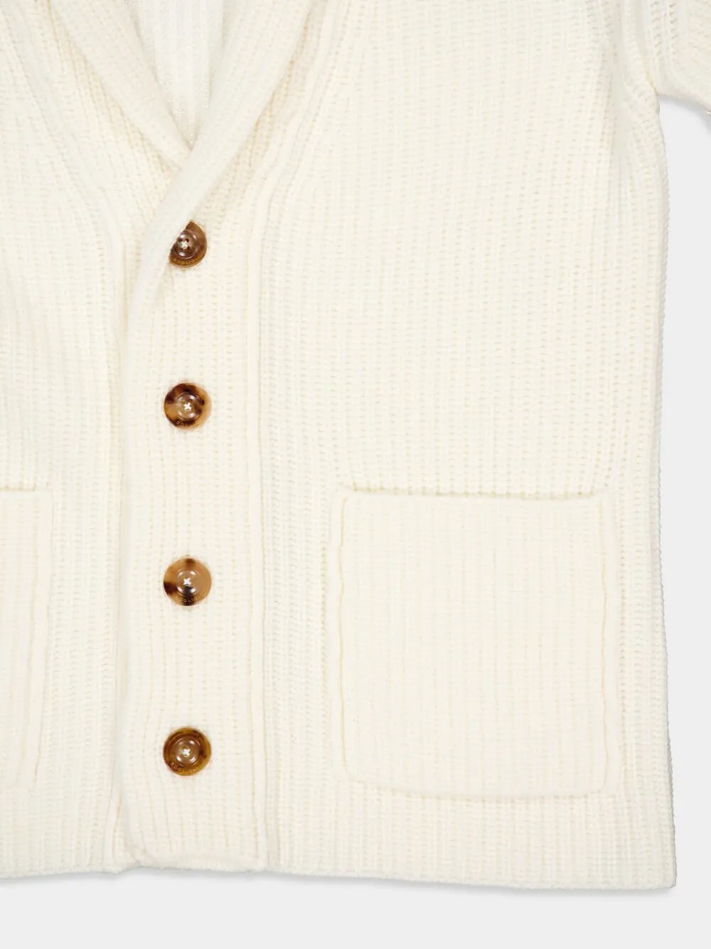 Wool and Cashmere Rib Knit Cardigan