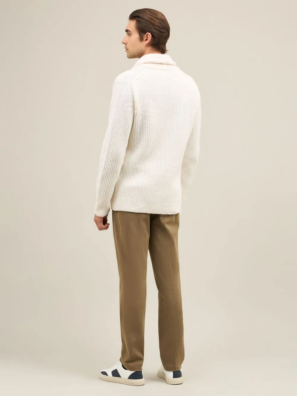 Wool and Cashmere Rib Knit Cardigan