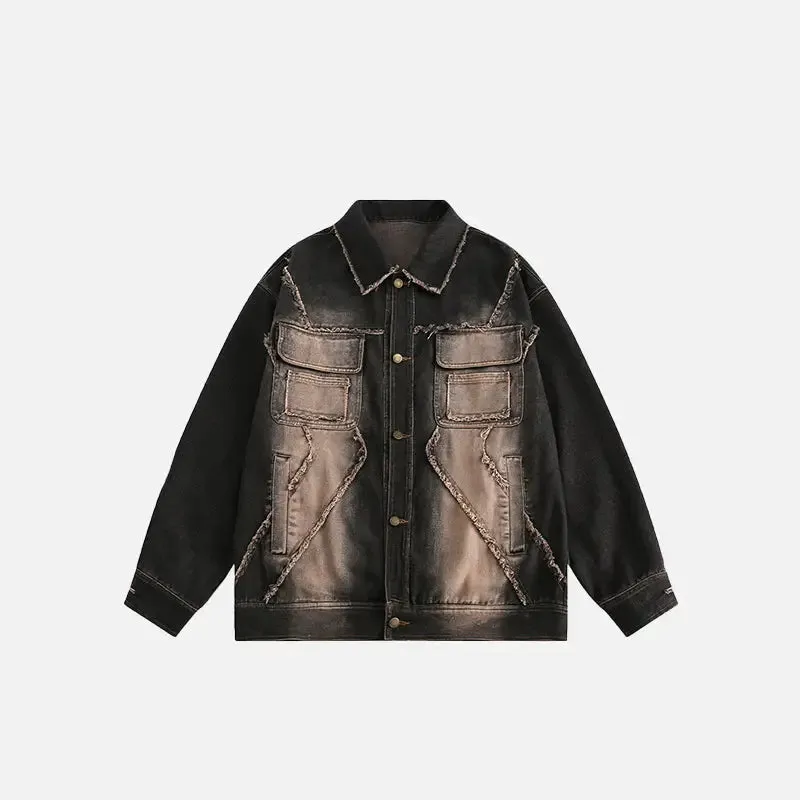 Y2K Washed Tie-Dye Denim Jacket for Trendy Streetwear Style